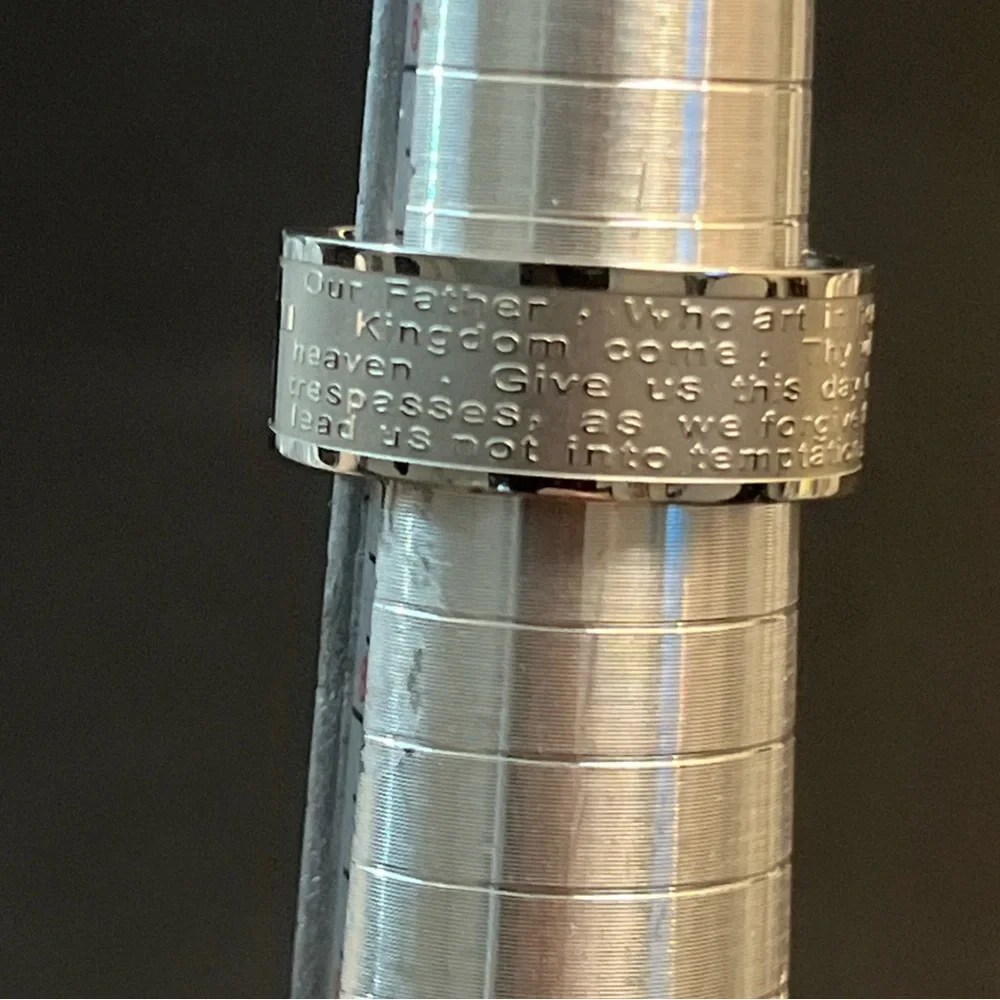 Stainless Steel Cross Prayer Ring - Silver